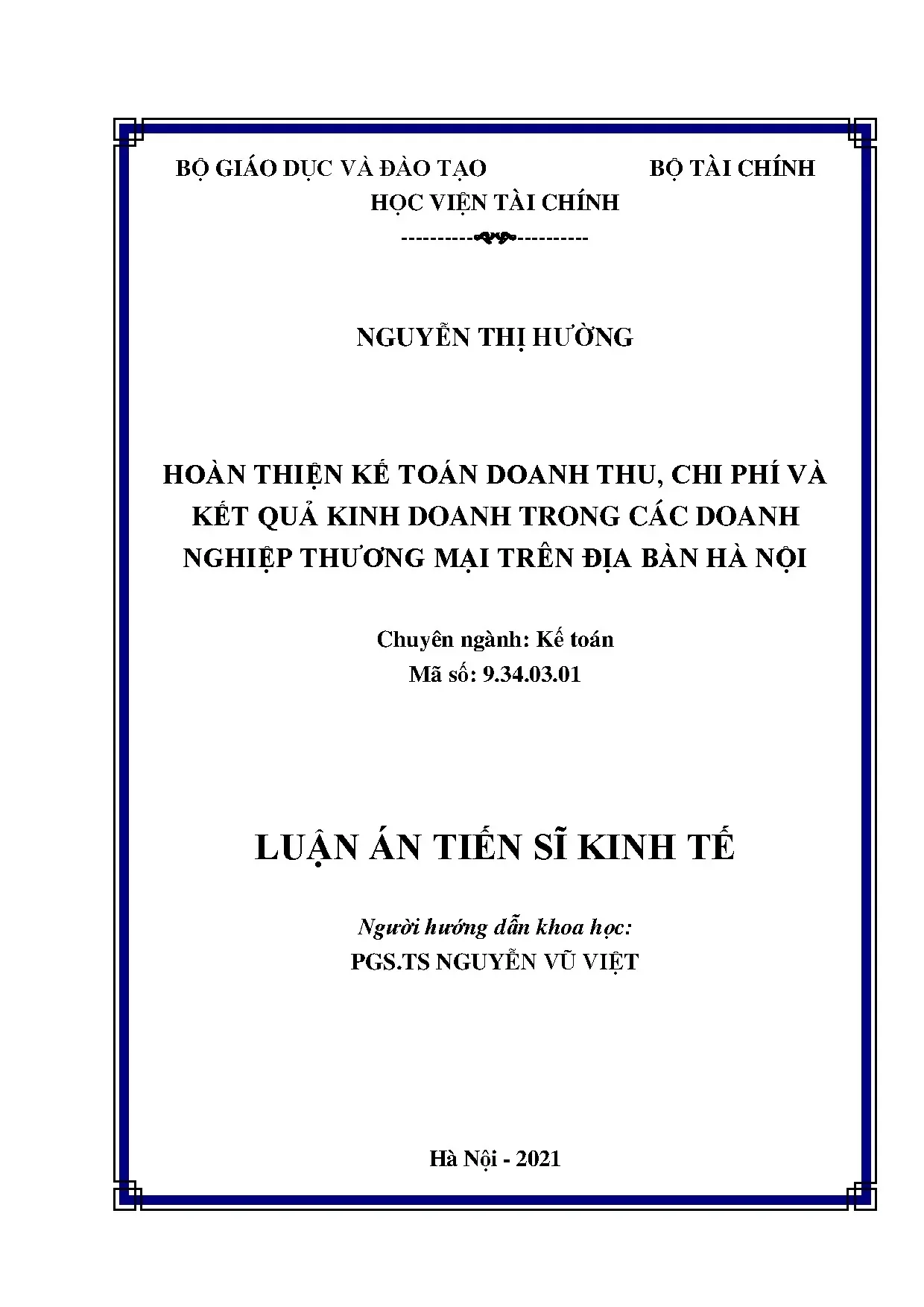 Luận án tiến sĩ hoàn thiện kế toán doanh thu chi phí và kết