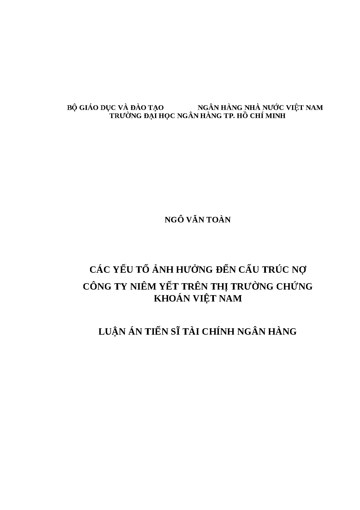 Luận án tiến sĩ tài chính ngân hàng đề tài các yếu tố ảnh hư