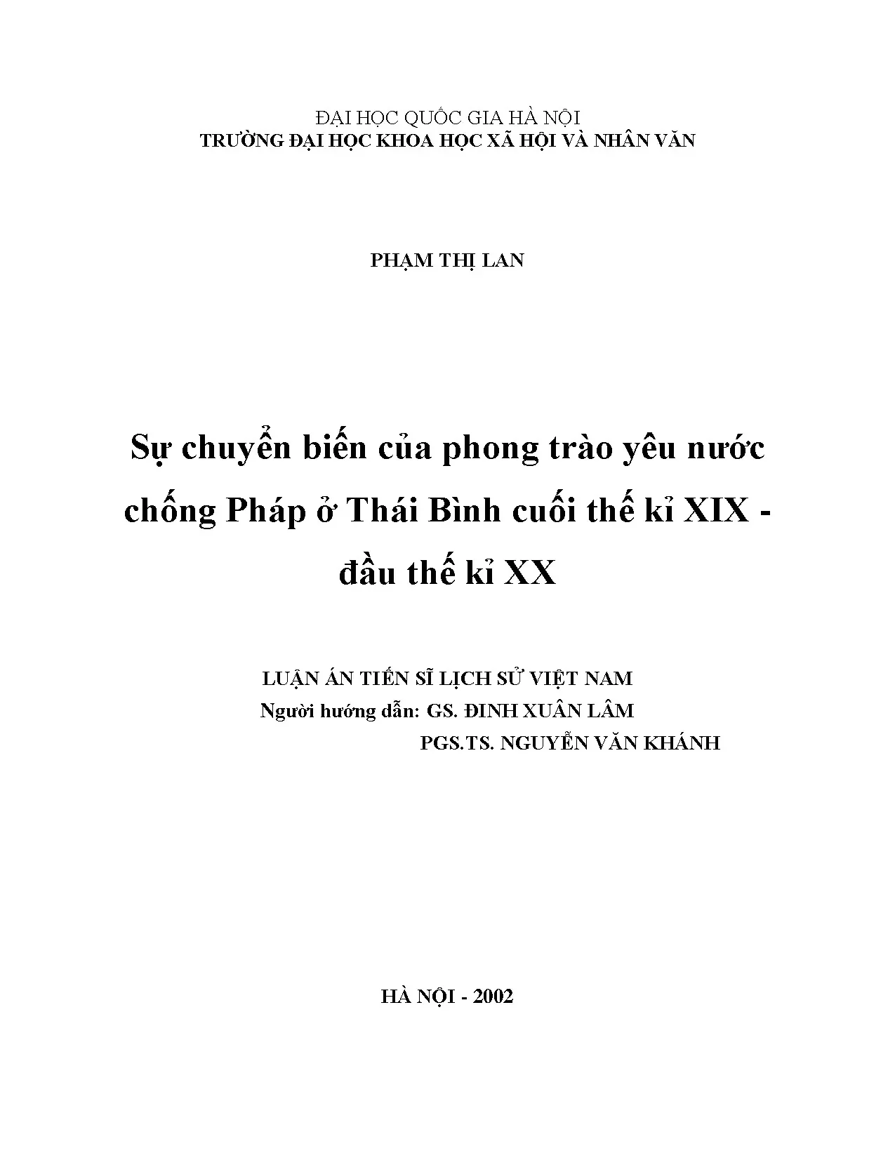 Sự chuyển biến của phong trào yêu nước chống Pháp ở Thái Bình