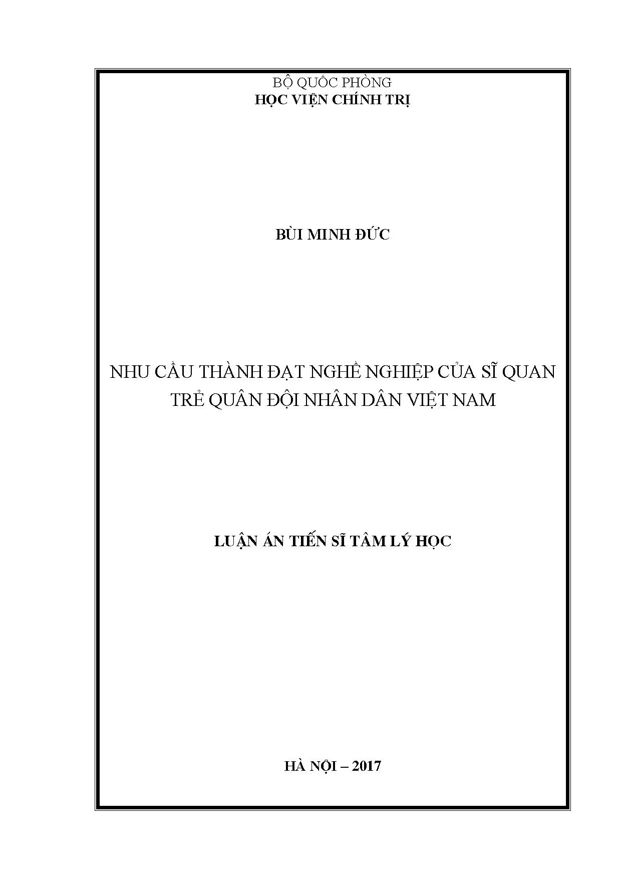 Nhu cầu thành đạt nghề nghiệp sĩ quan trẻ Quân đội