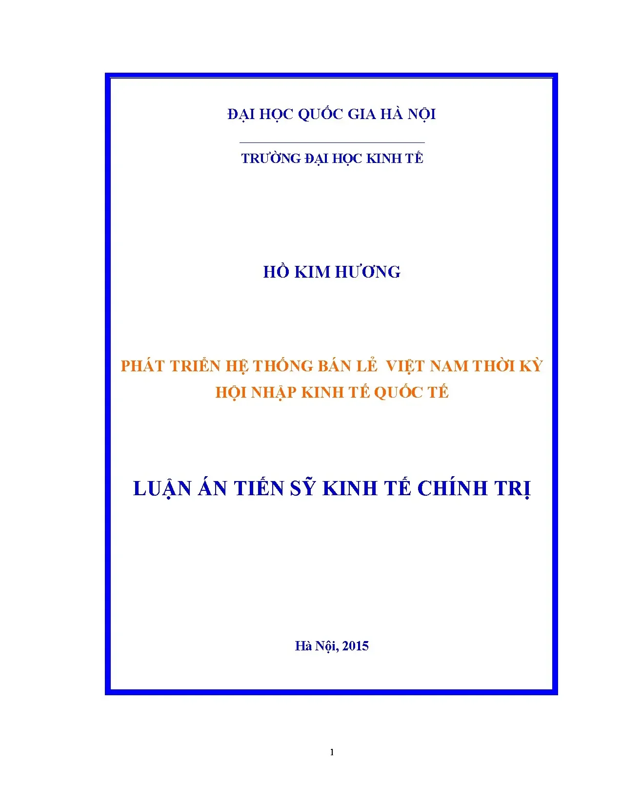 Phát triển hệ thống bán lẻ Việt Nam thời kỳ hội nhập kinh tế quốc tế
