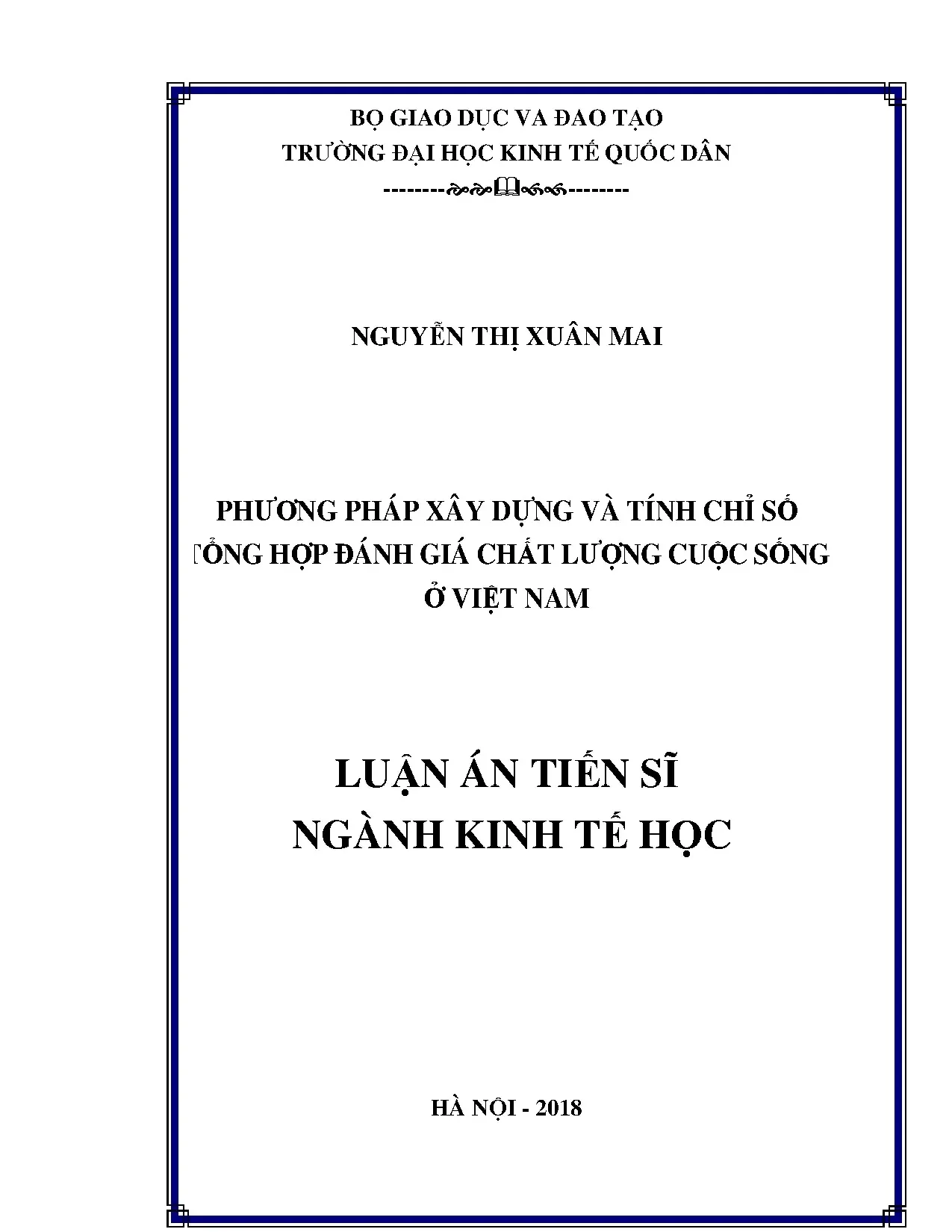 Chỉ số chất lượng cuộc sống Việt Nam: Phương pháp xây dựng