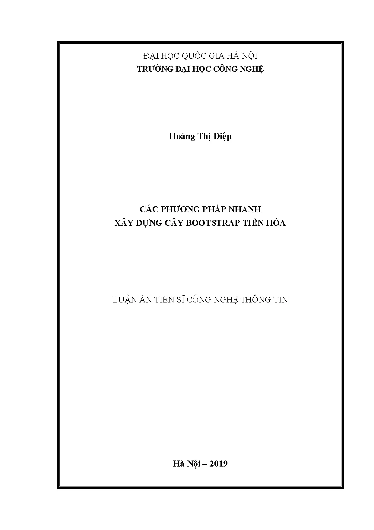 Luận án: Phương pháp nhanh xây dựng cây bootstrap tiến hóa