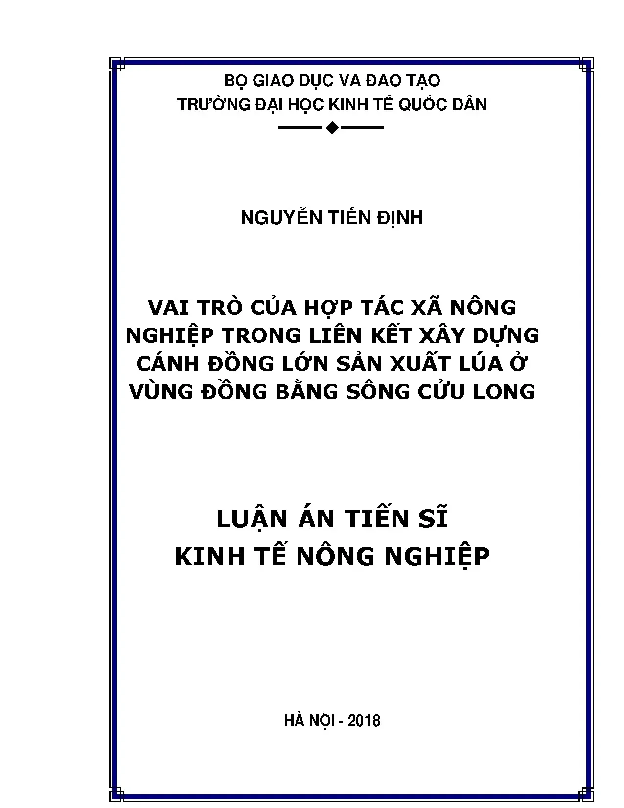 Vai trò HTX nông nghiệp trong cánh đồng lớn lúa ĐBSCL
