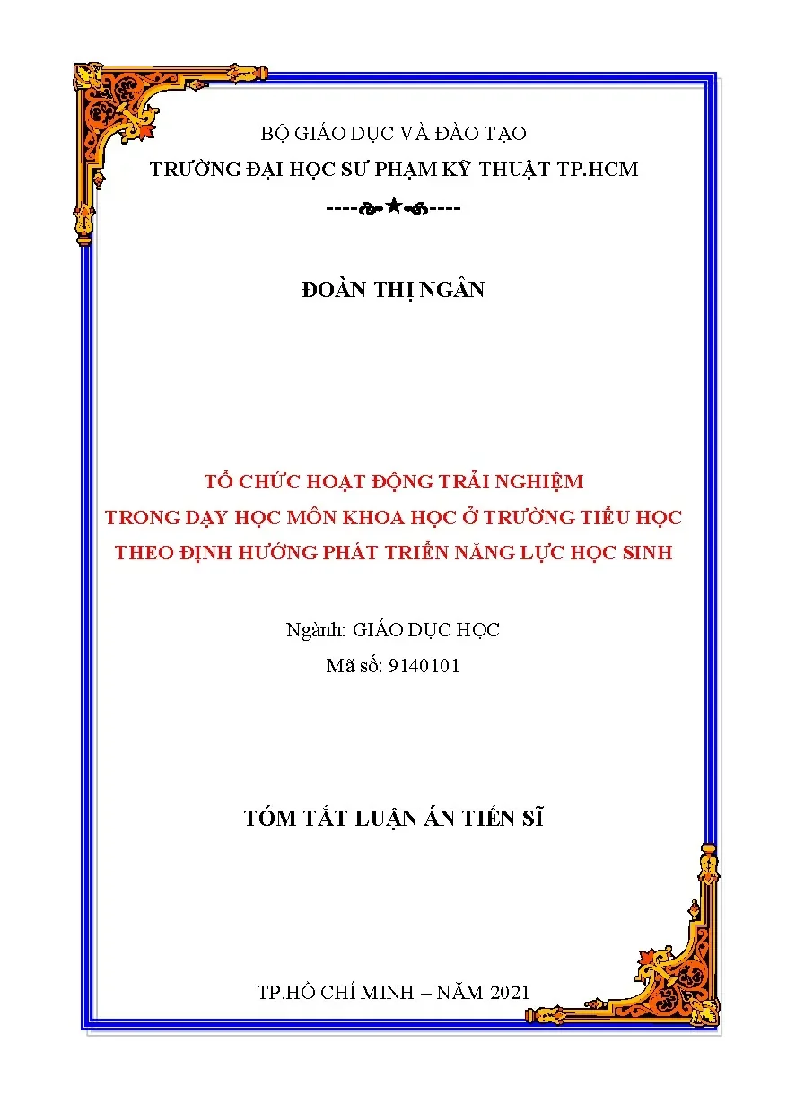 Tổ chức Hoạt động Trải nghiệm môn Khoa học Tiểu học