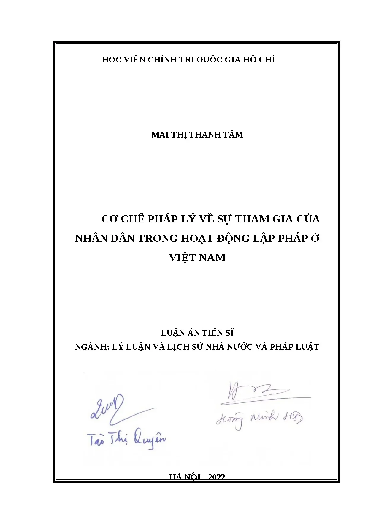 Cơ chế pháp lý tham gia của nhân dân trong lập pháp Việt Nam