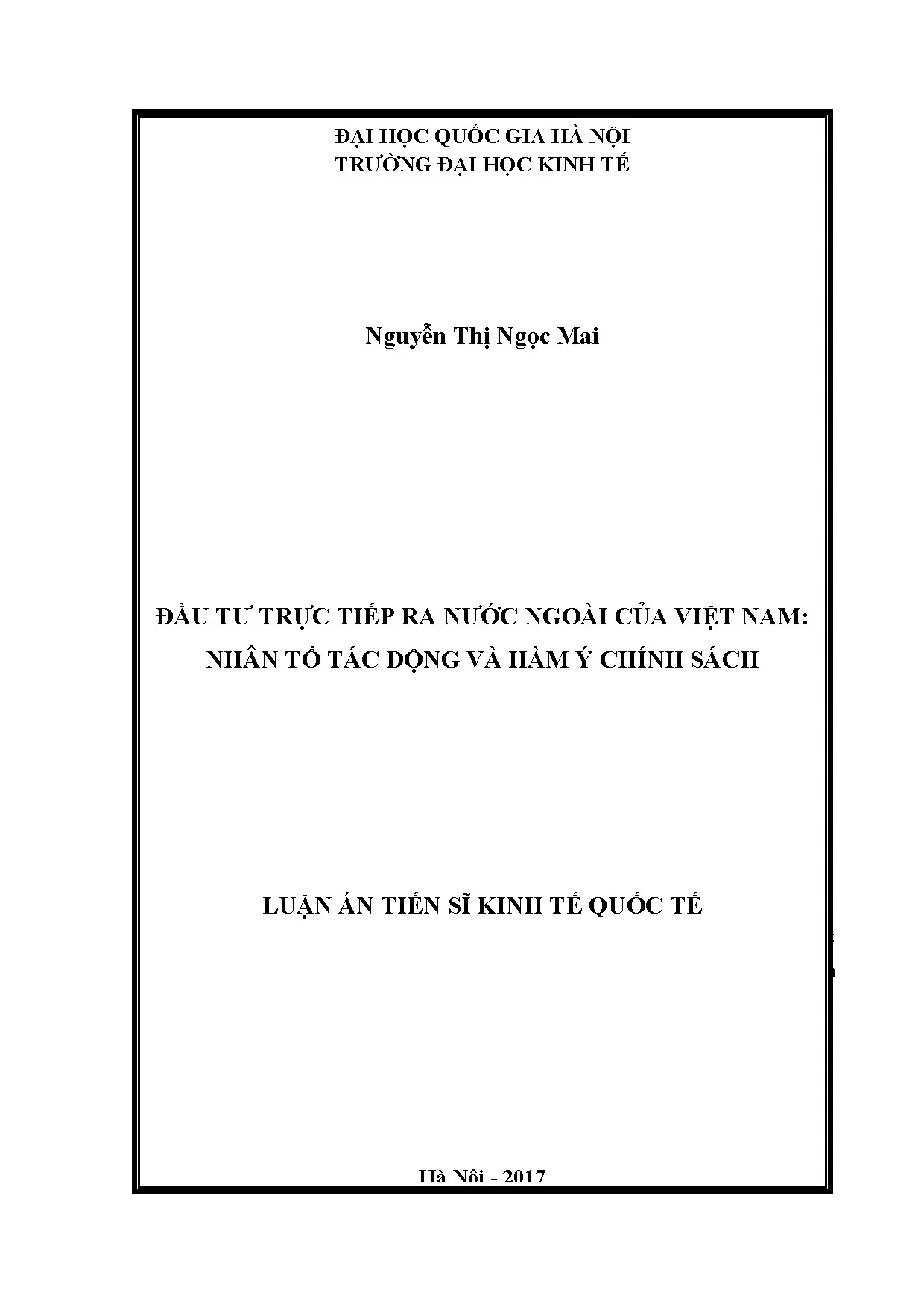 Luận văn thạc sĩ đầu tư trực tiếp ra nước ngoài của việt nam