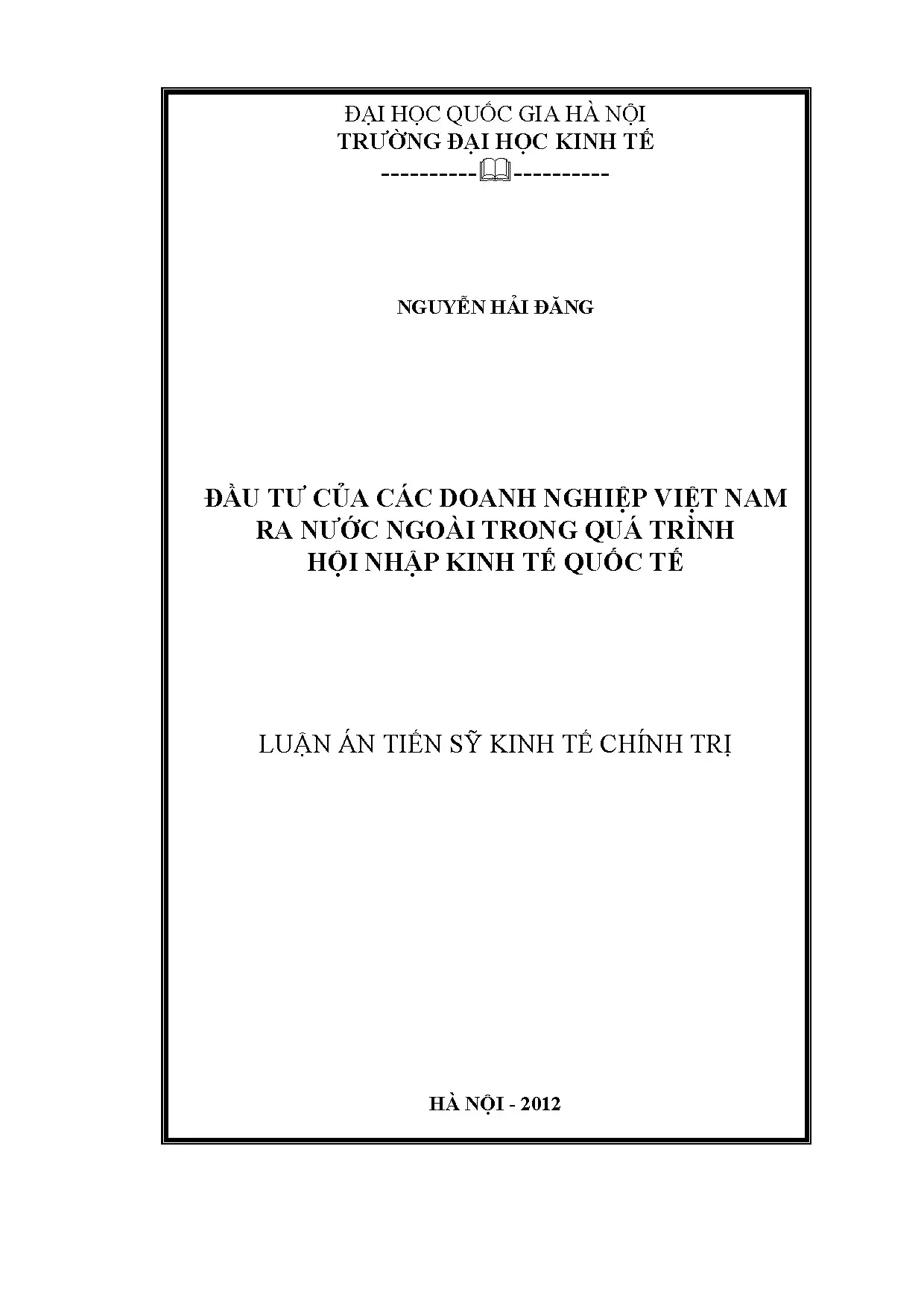 Luận án tiến sĩ đầu tư của các doanh nghiệp việt nam ra nước