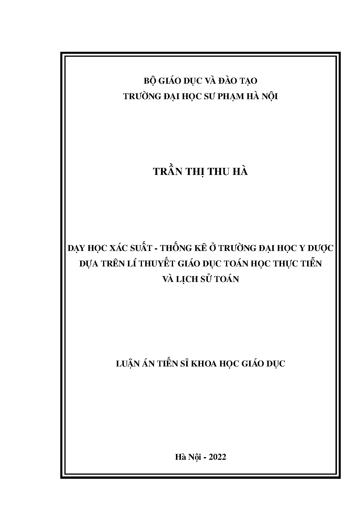 Dạy học xác suất thống kê ở trường đại học y dược dựa trên l