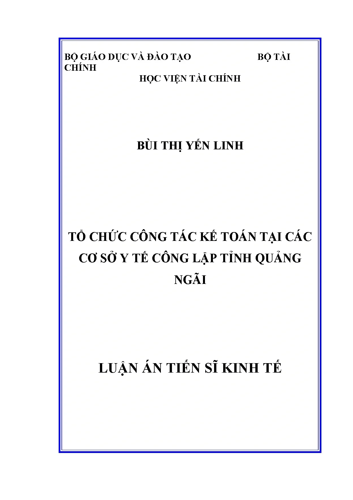 Luận án tiến sĩ kinh tế tổ chức công tác kế toán tại các cơ