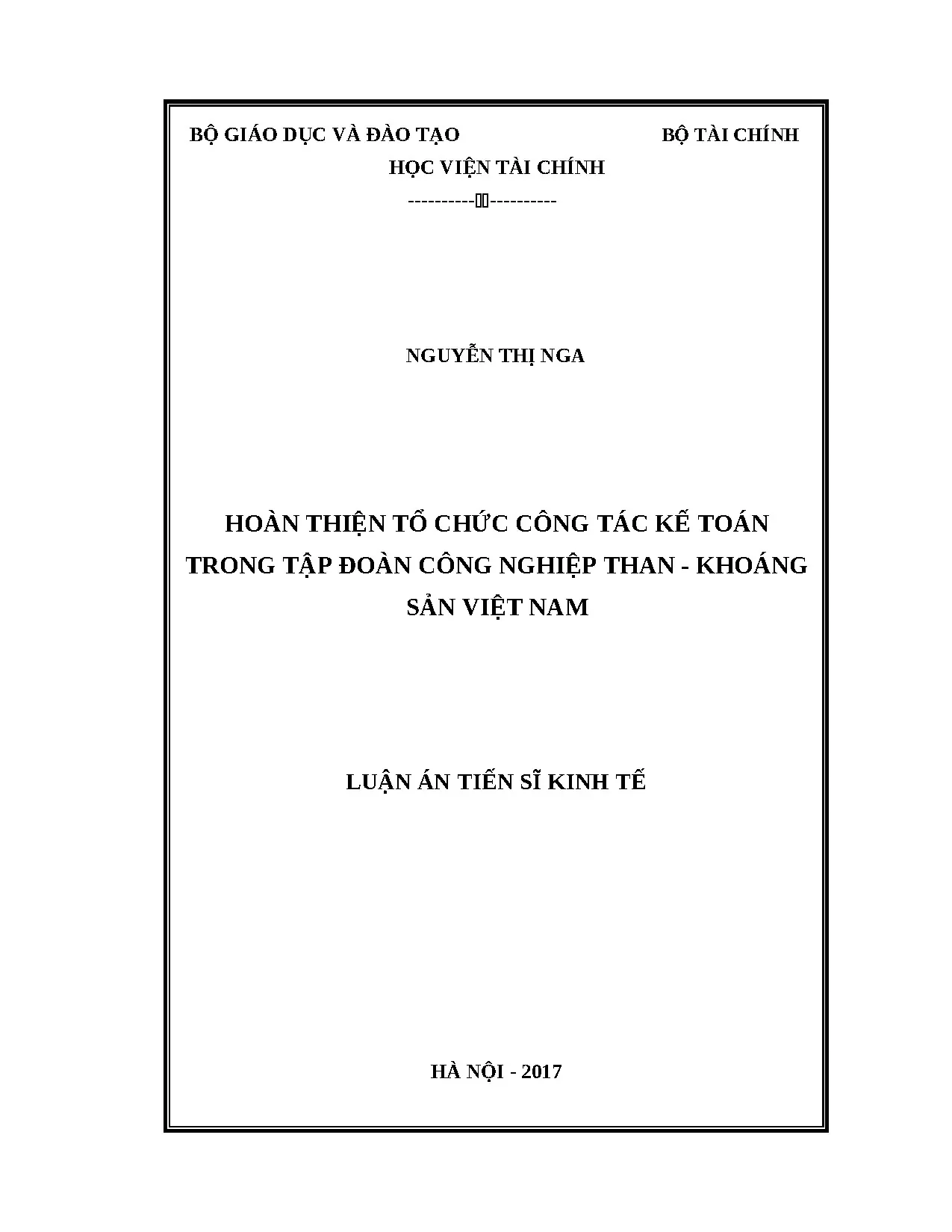Hoàn thiện Kế toán Tập đoàn Than Khoáng sản Việt Nam