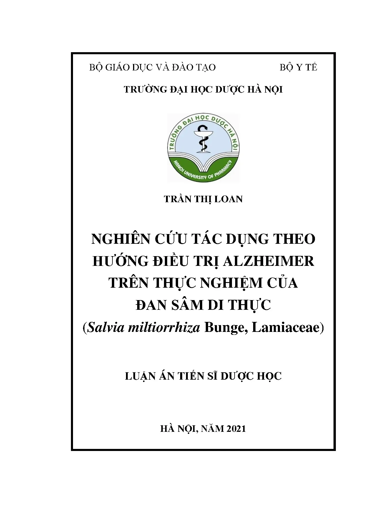 Nghiên cứu tác dụng theo hướng điều trị alzheimer trên thực