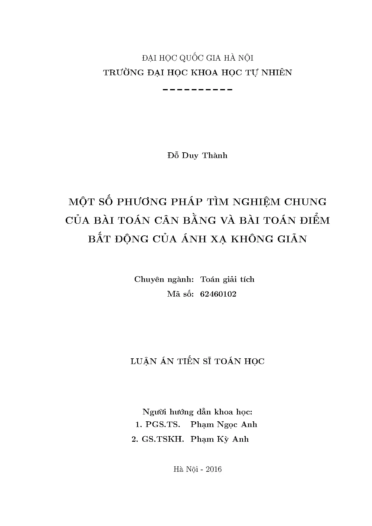 Luận án tiến sĩ một số phương pháp tìm nghiệm chung của bài