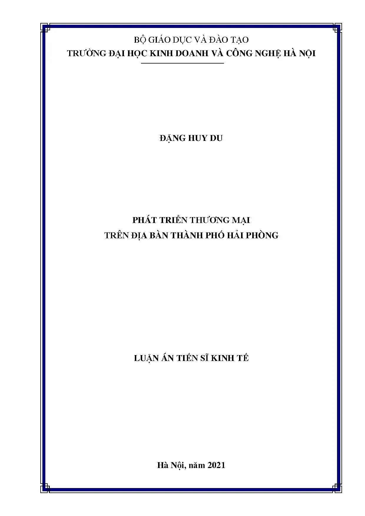 Phát triển thương mại Hải Phòng: Luận án Tiến sĩ Kinh tế
