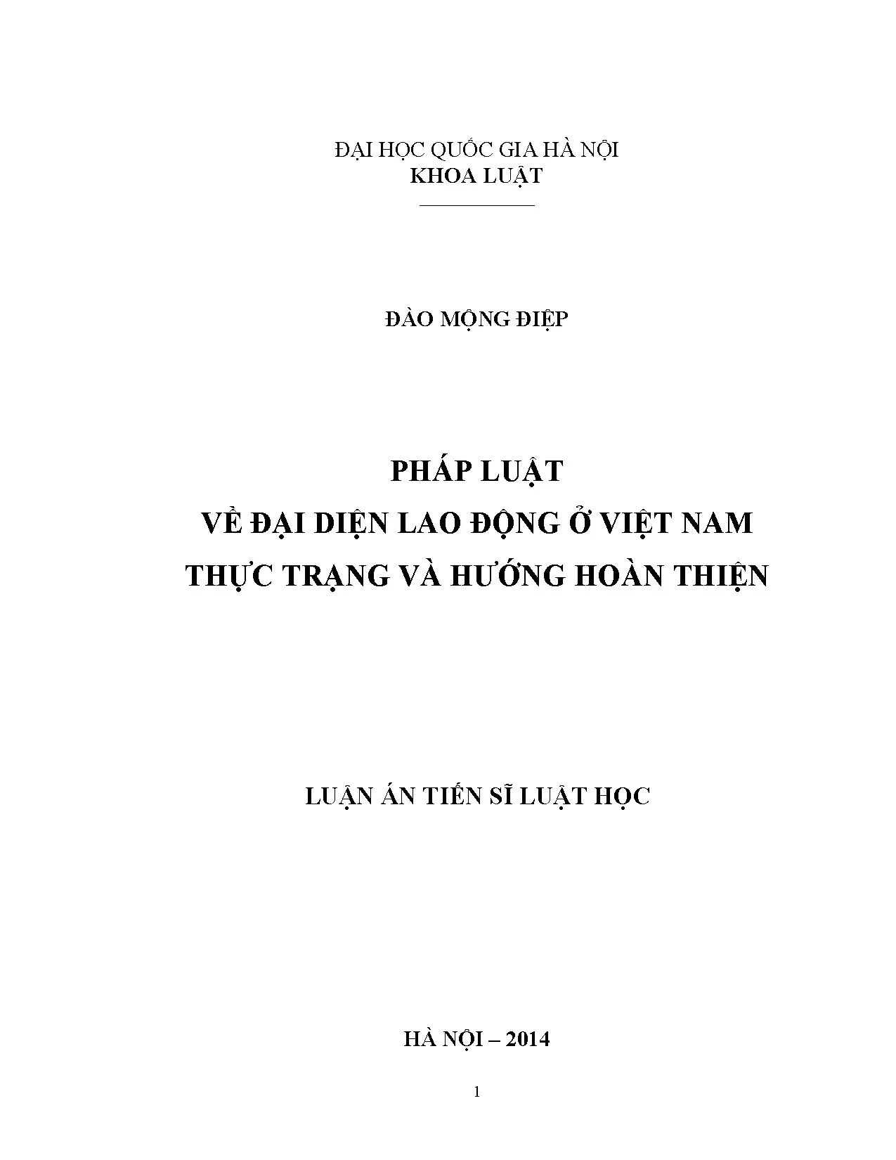 Luận văn thạc sĩ pháp luật về đại diện lao động ở việt nam t