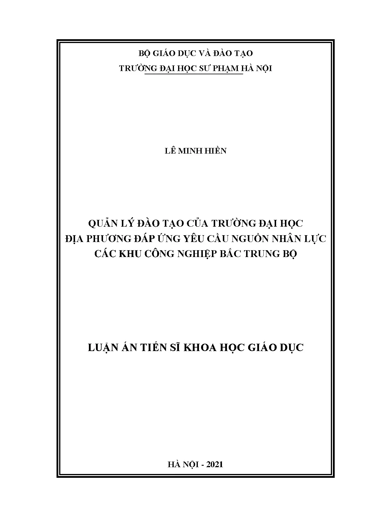 Luận án quản lí đào tạo của trường đại học địa phương đáp ứn