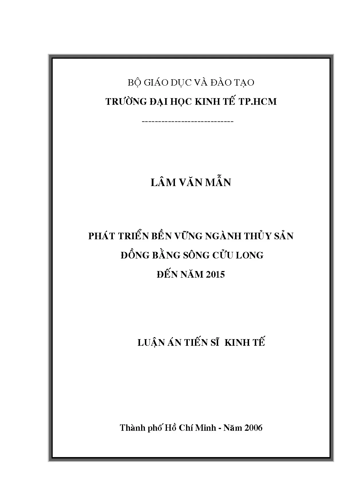 Luận văn thạc sĩ phát triển bền vững ngành thủy sản đồng bằn
