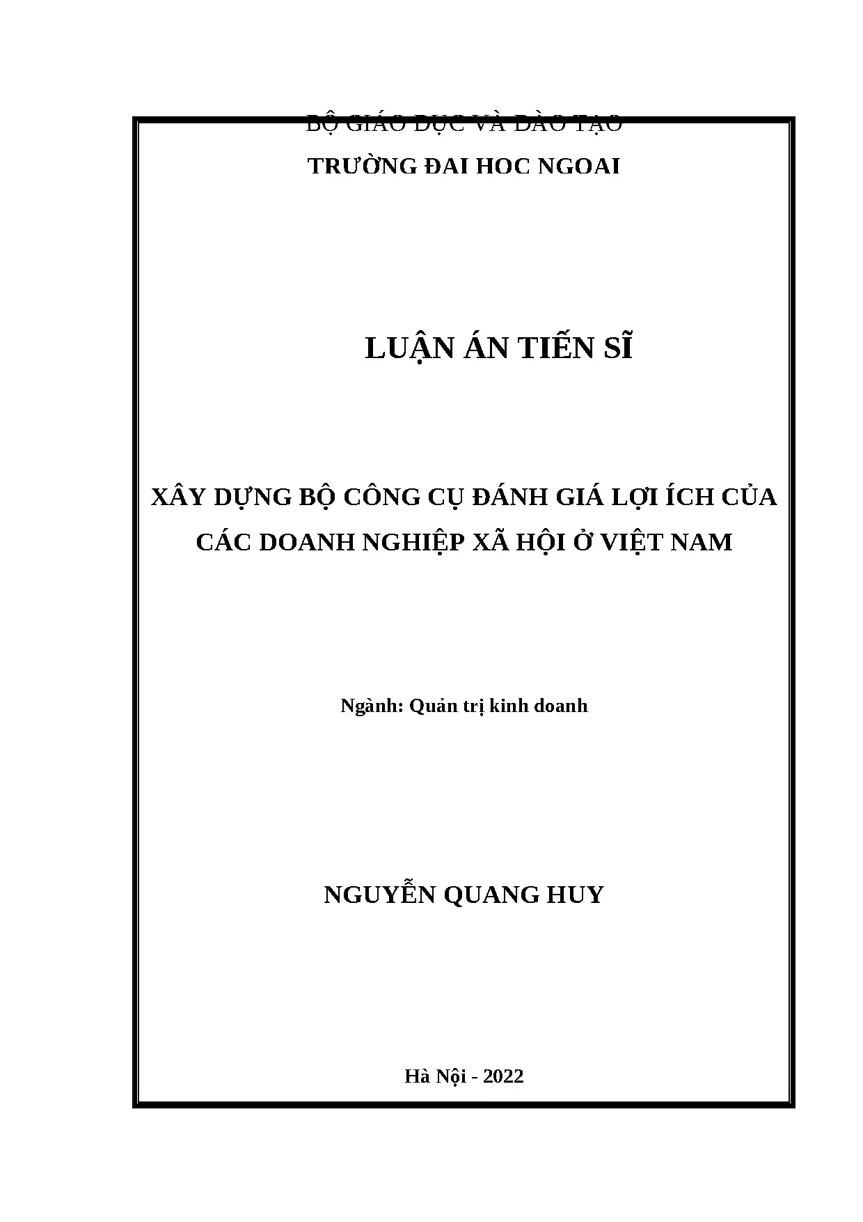 Công cụ đánh giá lợi ích doanh nghiệp xã hội Việt Nam