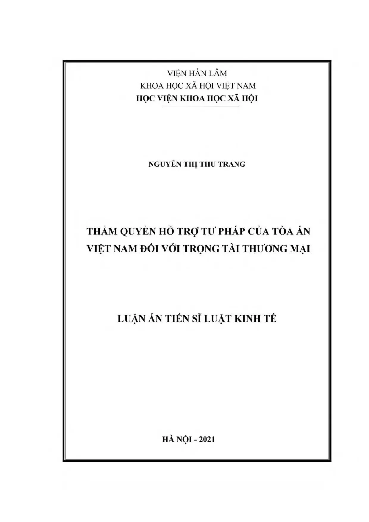 Thẩm quyền Tòa án VN hỗ trợ Trọng tài TM: Nghiên cứu Luật Kinh tế