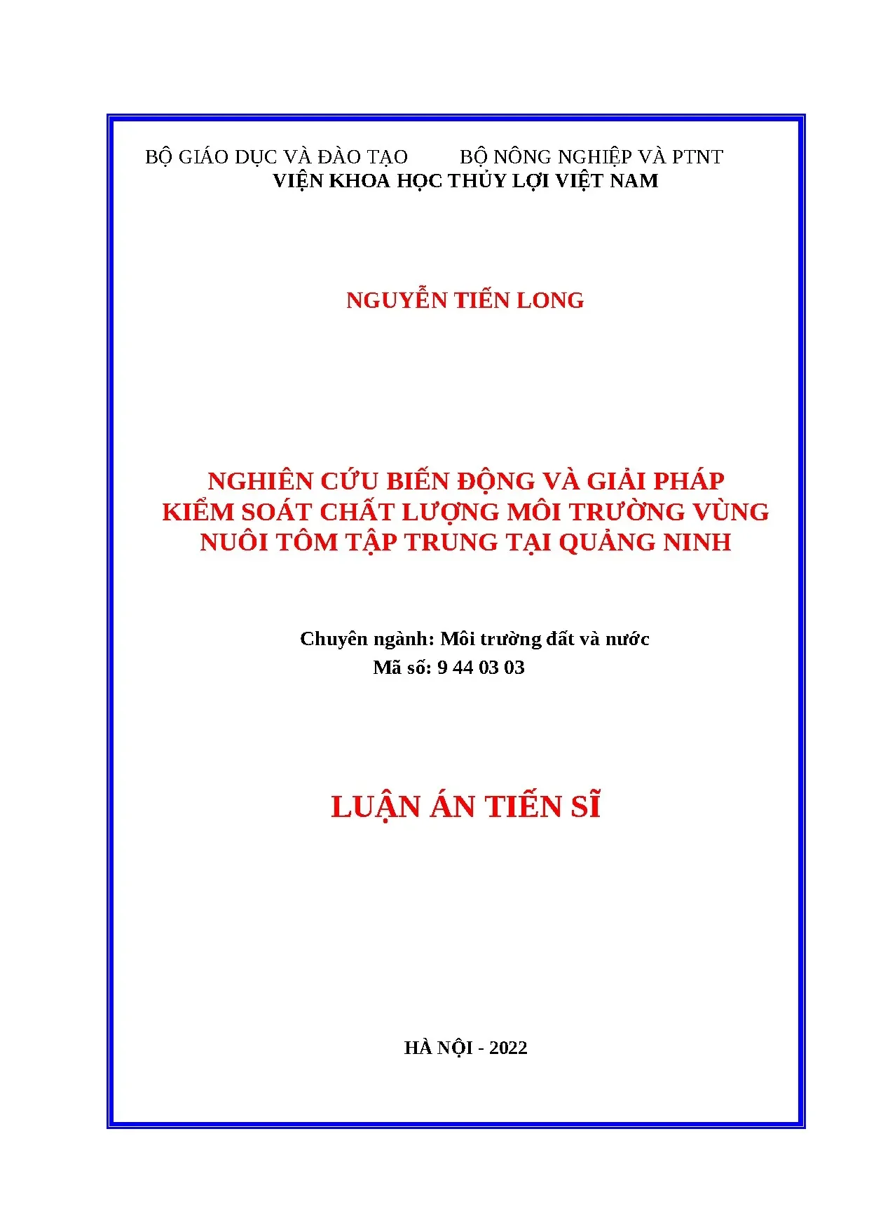 Kiểm soát môi trường nuôi tôm Quảng Ninh: Nghiên cứu biến động