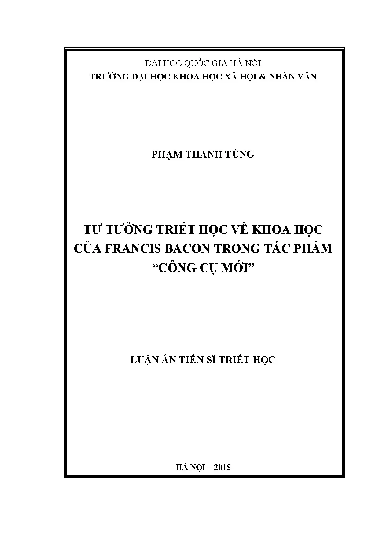 Luận án tiến sĩ tư tưởng triết học về khoa học của francis b