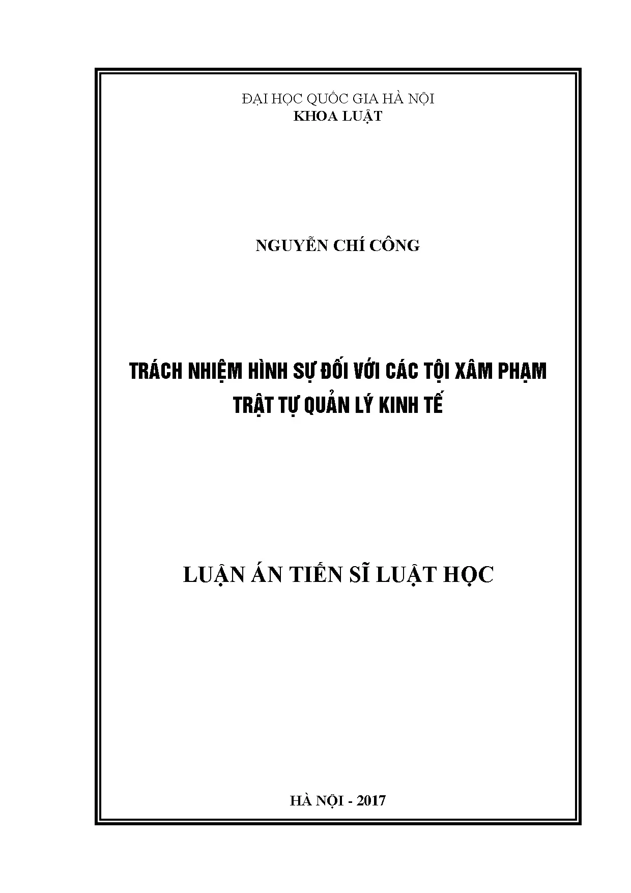 Trách nhiệm hình sự các tội xâm phạm quản lý kinh tế