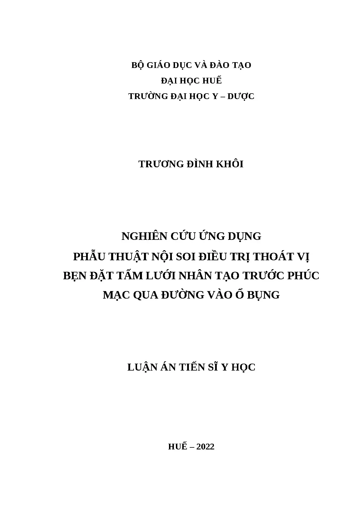 Phẫu thuật nội soi điều trị thoát vị bẹn đặt lưới