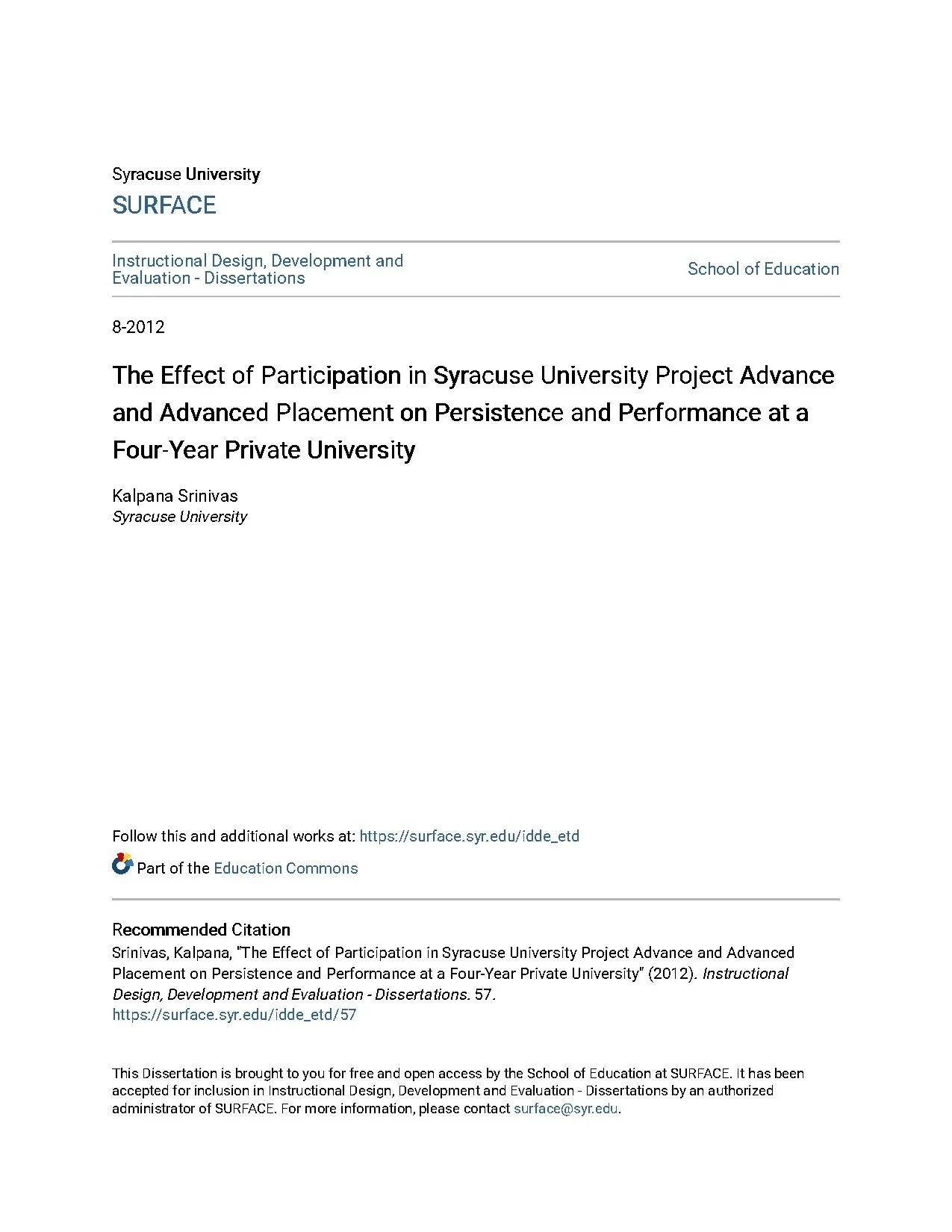 Ảnh hưởng của Project Advance và AP tại Syracuse University