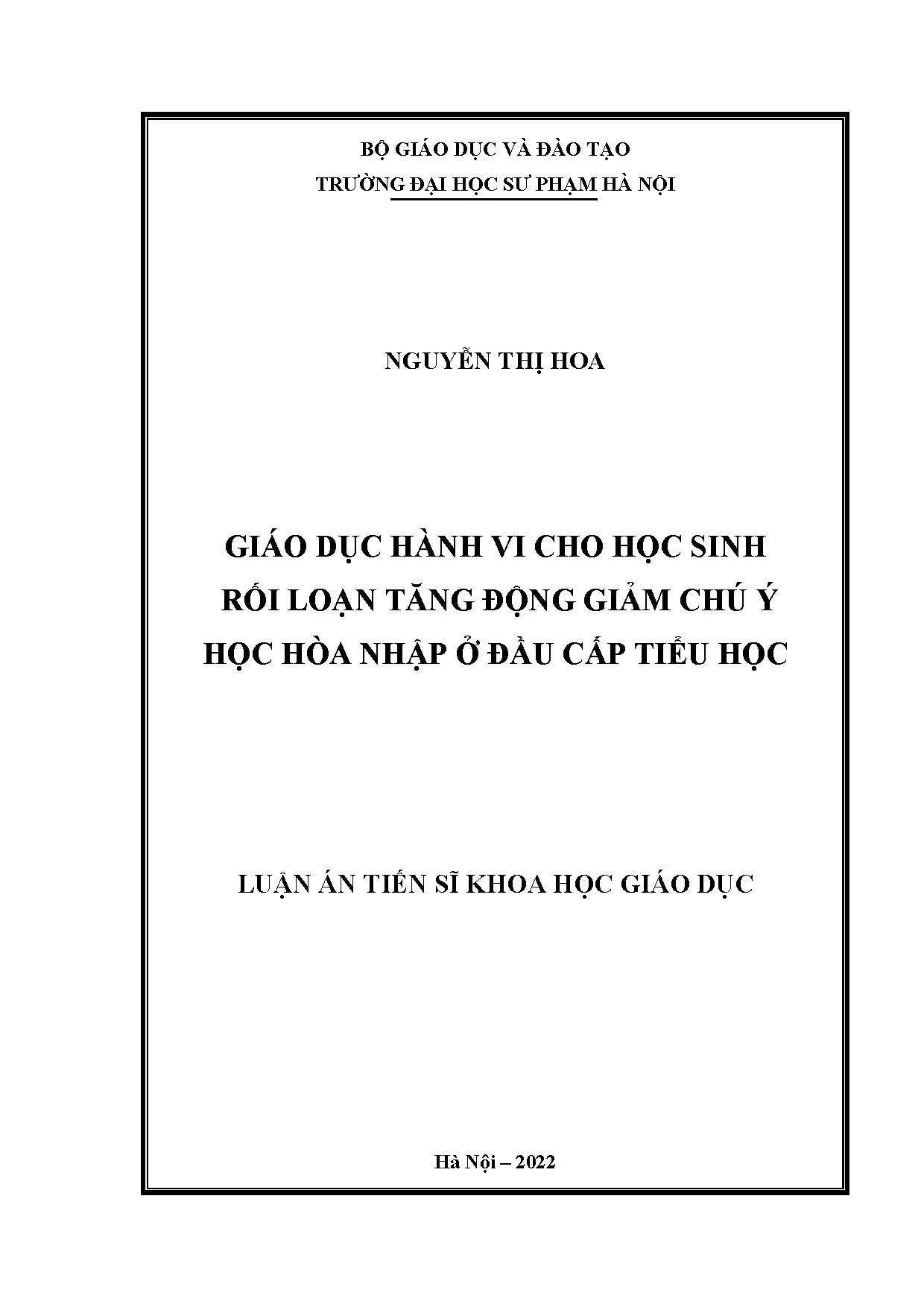Giáo dục hành vi cho học sinh rối loạn tăng động giảm chú ý