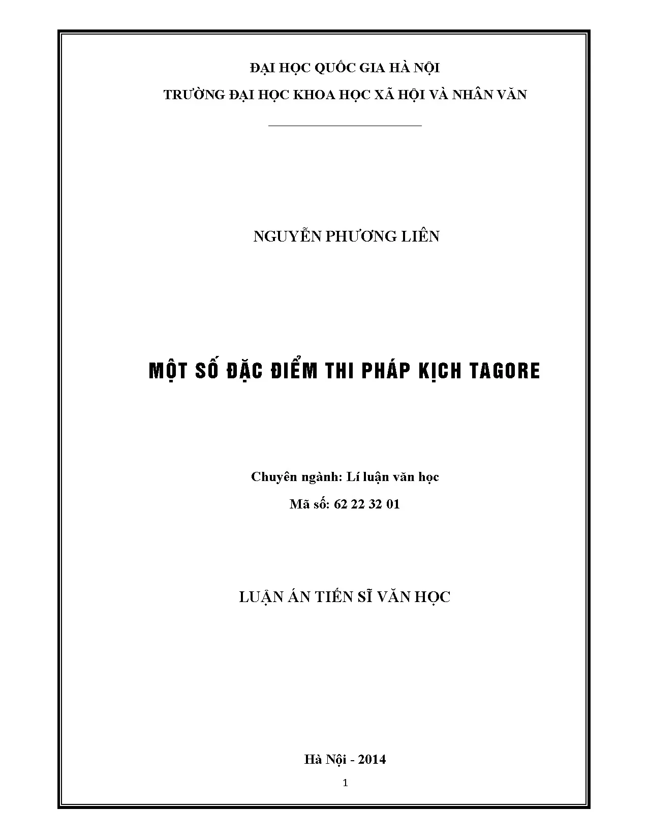Đặc điểm thi pháp kịch Tagore - Luận án TS Văn học