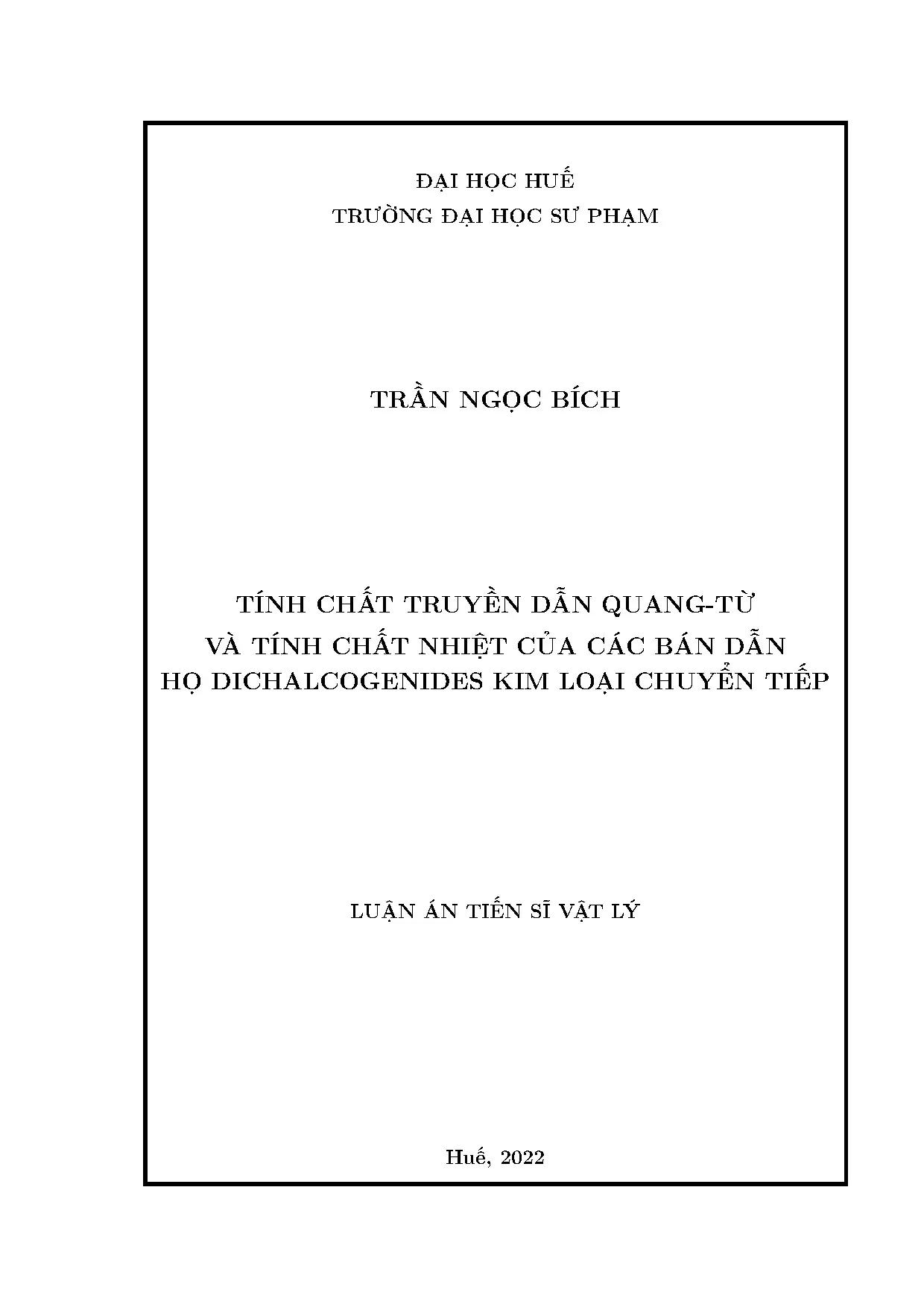 Luận án tiến sĩ vật lý tính chất truyền dẫn quang từ và tính