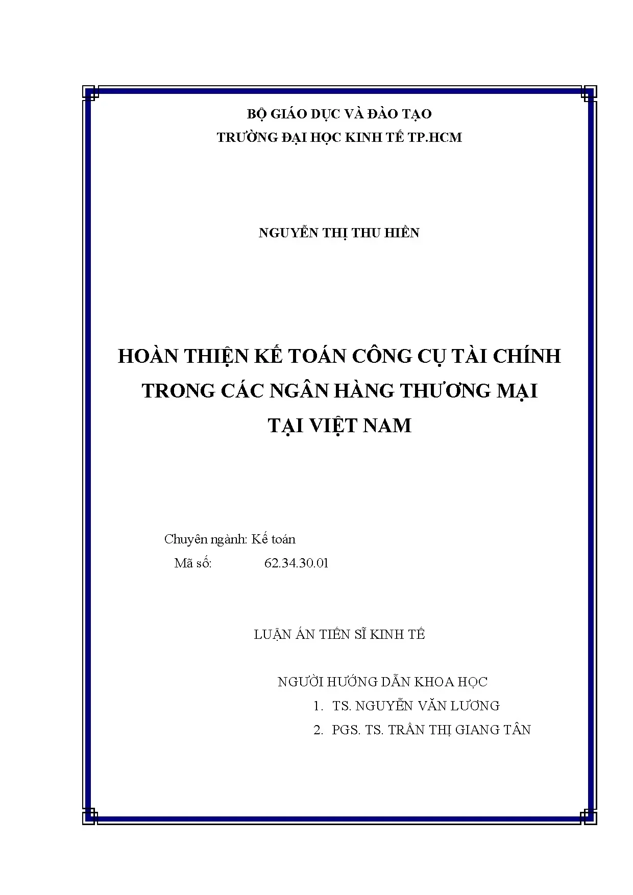 Luận văn thạc sĩ hoàn thiện kế toán công cụ tài chính trong