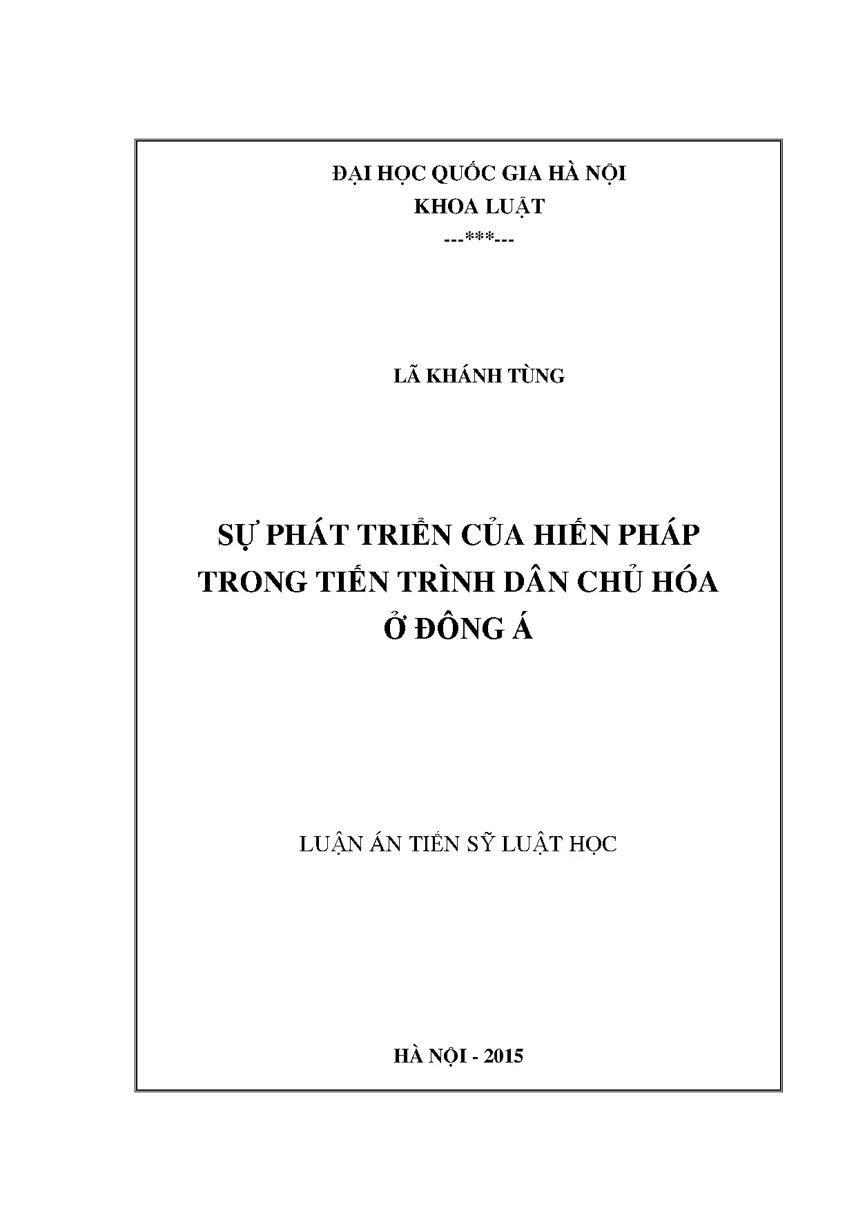 Hiến pháp và Dân chủ hóa ở Đông Á: Nghiên cứu Luận án Tiến sĩ