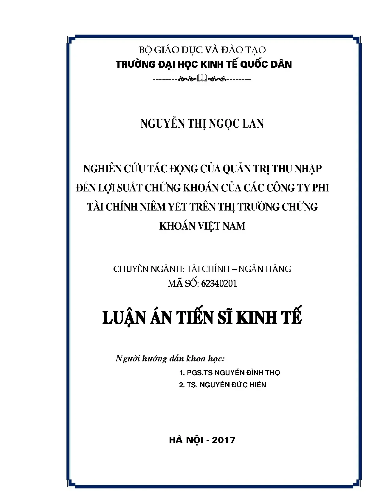 Quản trị thu nhập và lợi suất chứng khoán tại Việt Nam