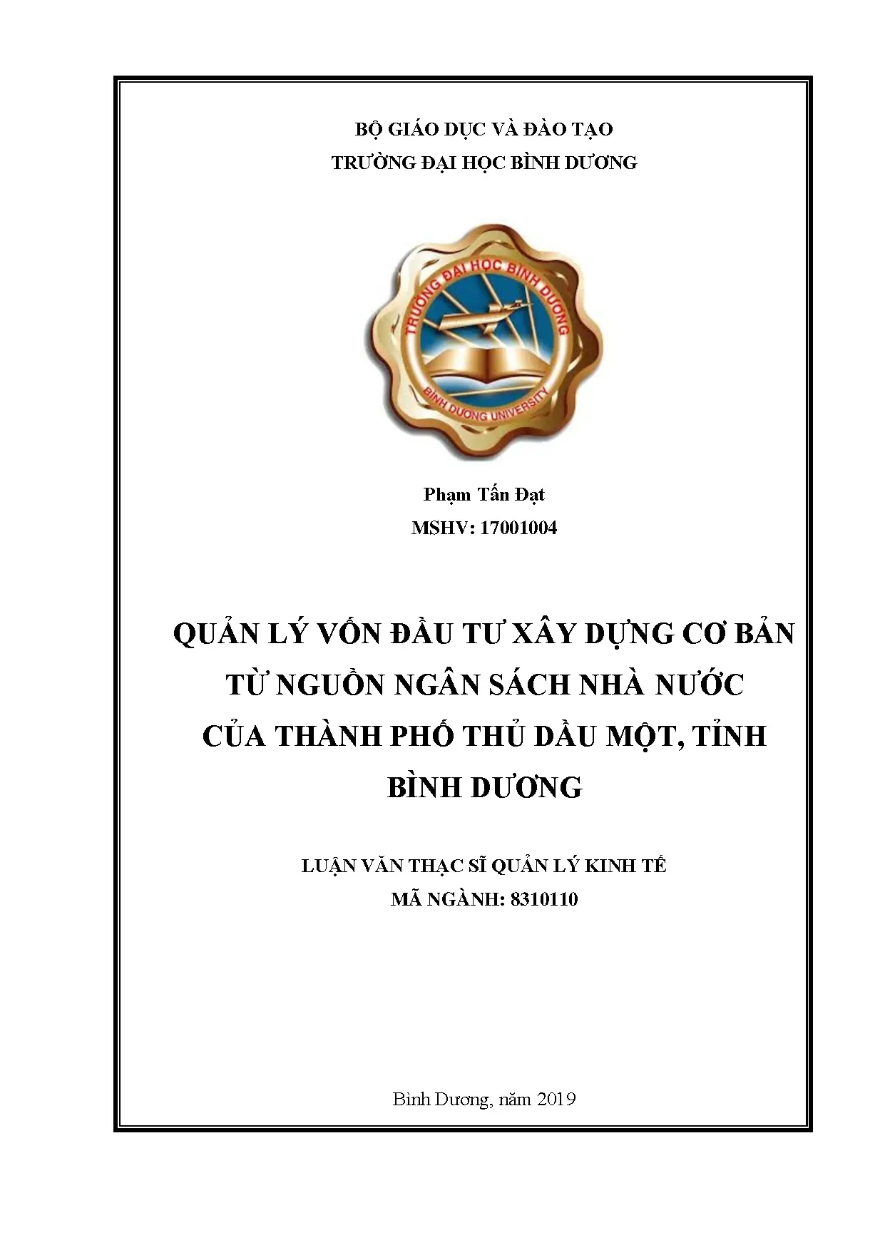 Quản lý vốn đầu tư XDCB ngân sách TP Thủ Dầu Một
