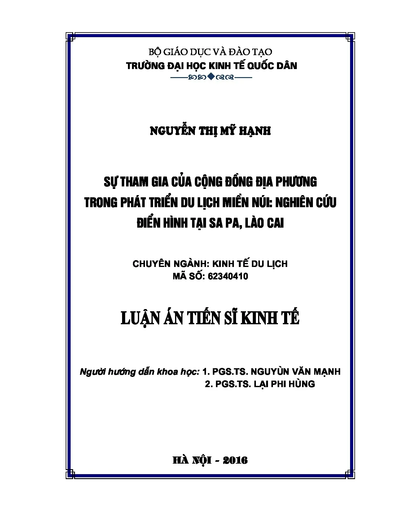 Phát triển du lịch miền núi Sa Pa: Vai trò cộng đồng địa phương