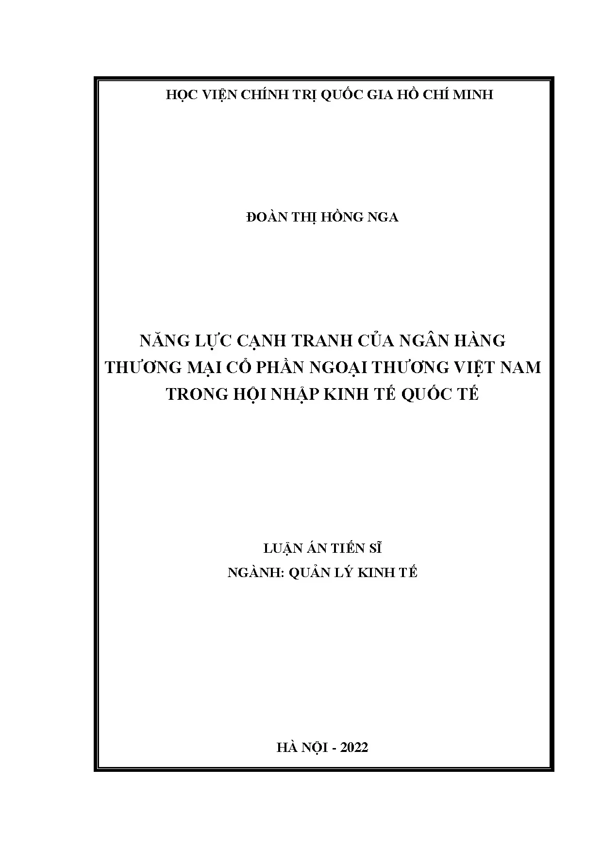Năng lực cạnh tranh Vietcombank hội nhập kinh tế quốc tế