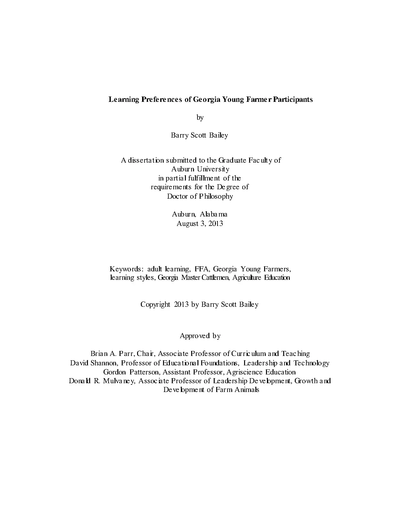 Dissertation barry bailey