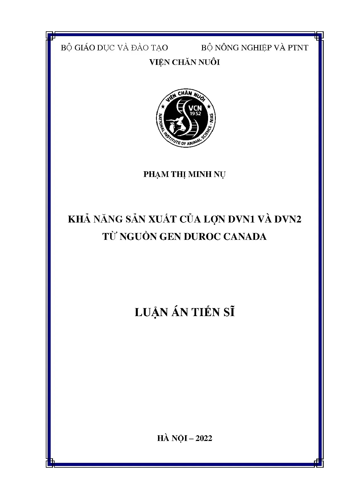 Khả năng sản xuất lợn DVN1, DVN2 từ gen Duroc Canada