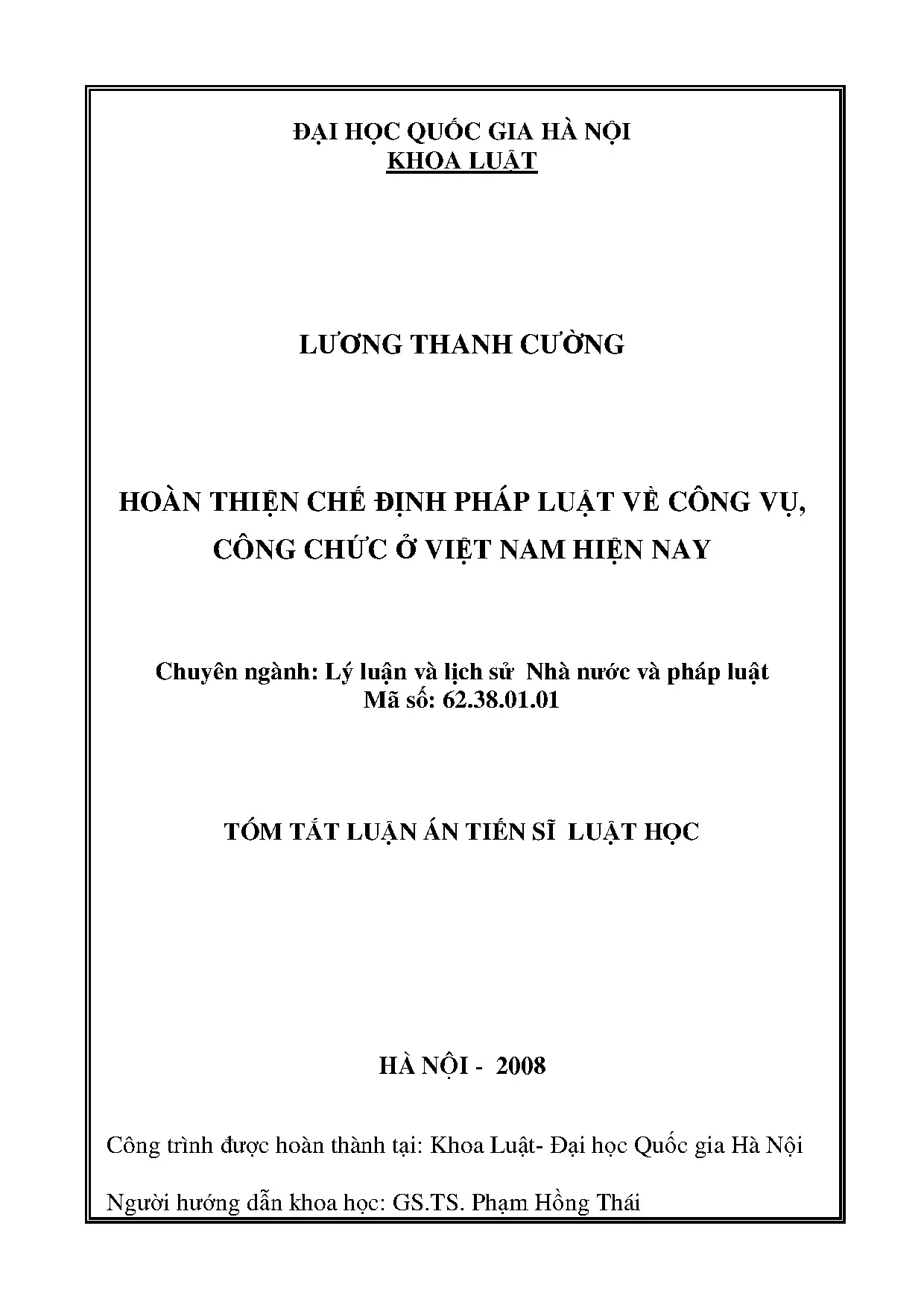Hoàn thiện pháp luật về công vụ, công chức Việt Nam