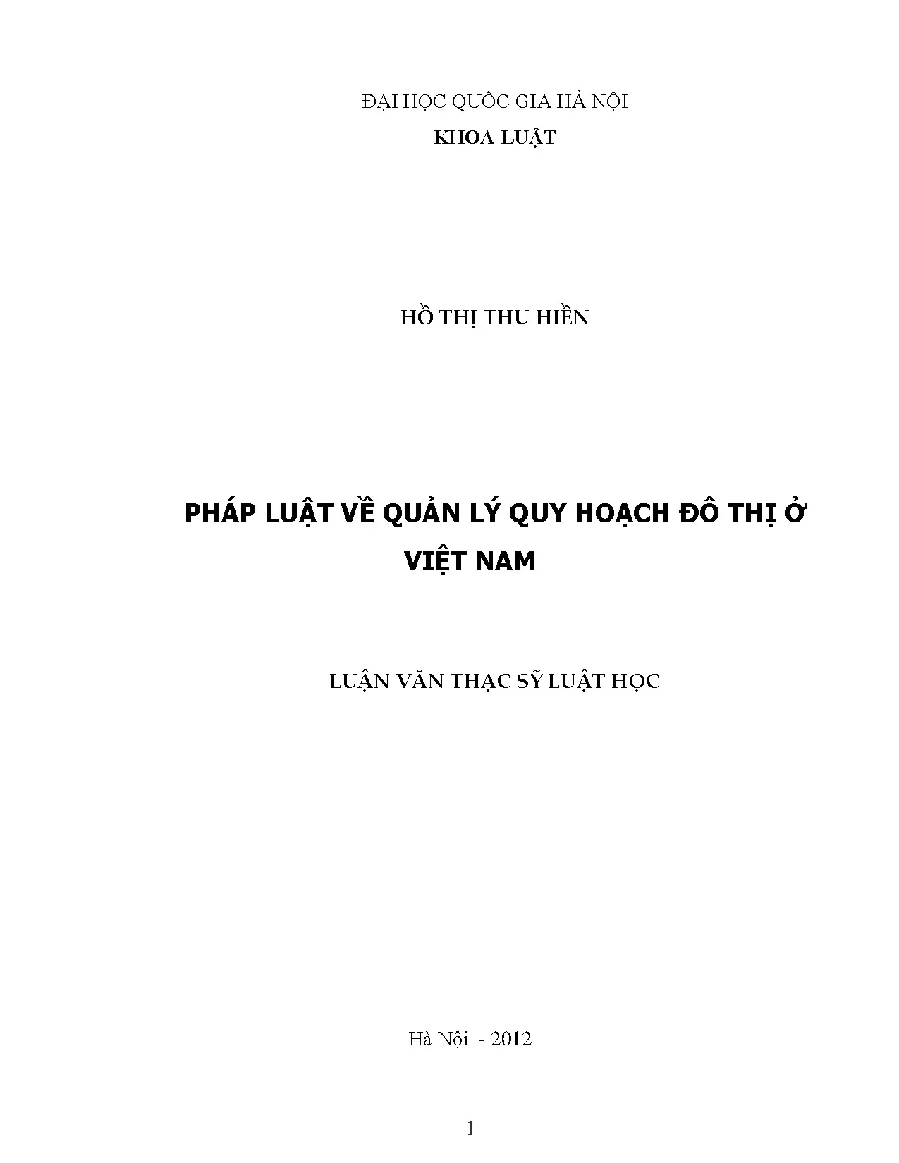Quản lý quy hoạch đô thị ở Việt Nam