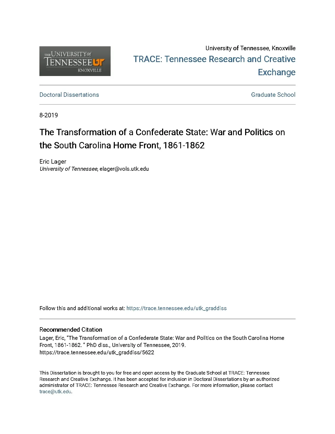 The transformation of a confederate state war and politics o