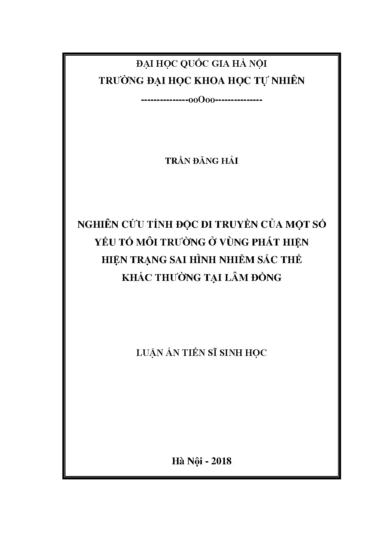 Độc di truyền môi trường & sai hình NST ở Lâm Đồng