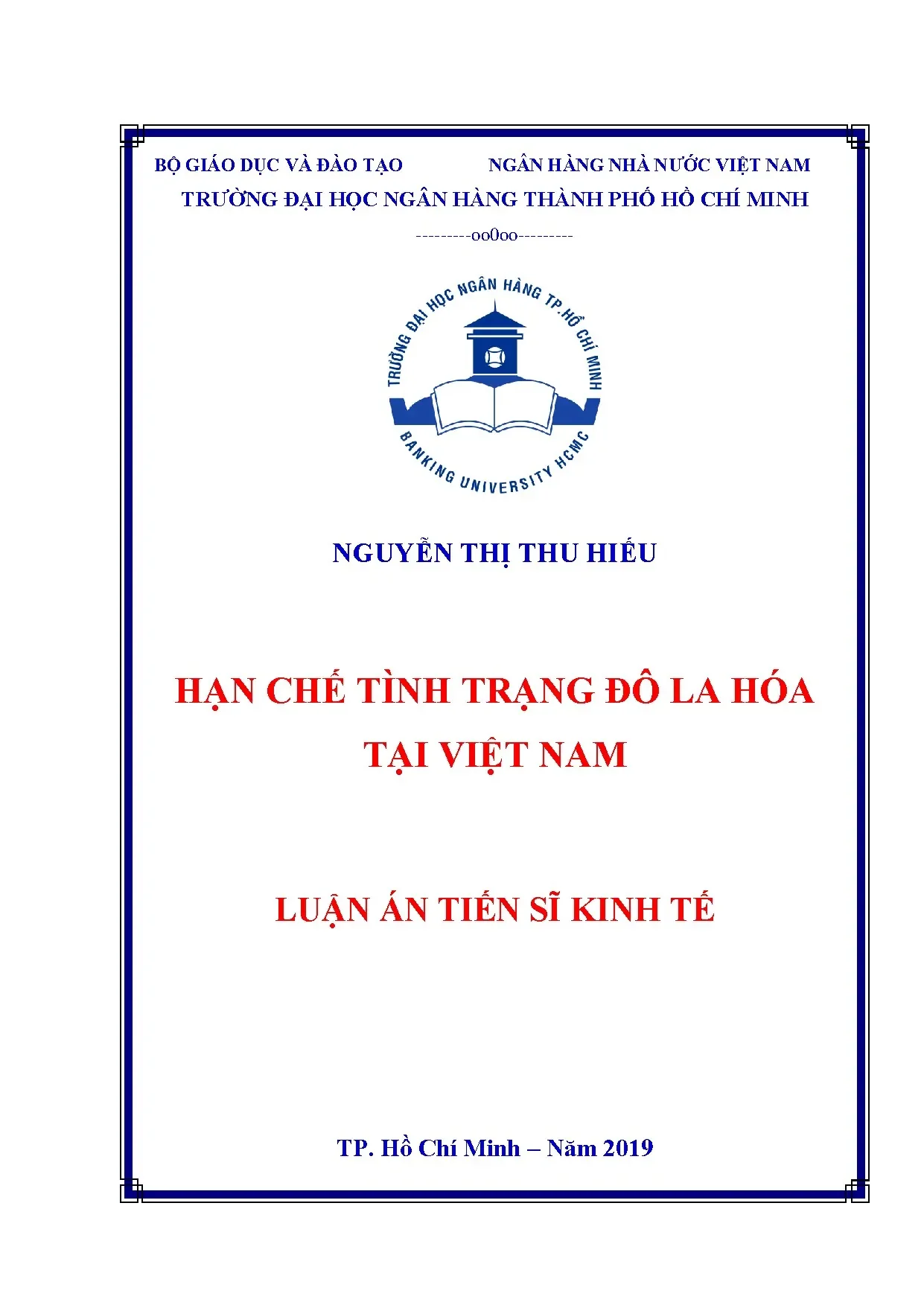 Luận án tiến sĩ hạn chế tình trạng đô la hóa tại việt nam