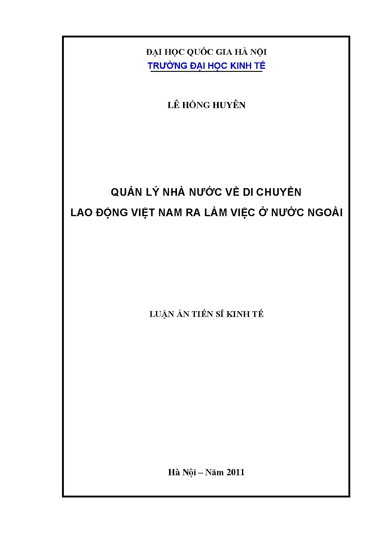 Quản lý nhà nước về di chuyển lao động Việt Nam ra nước ngoài