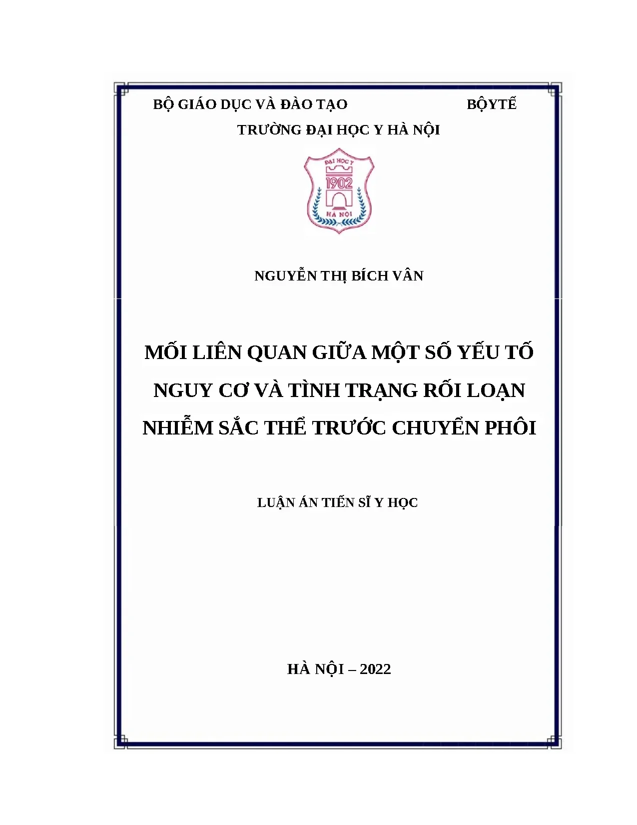 Rối loạn nhiễm sắc thể trước chuyển phôi: Yếu tố nguy cơ