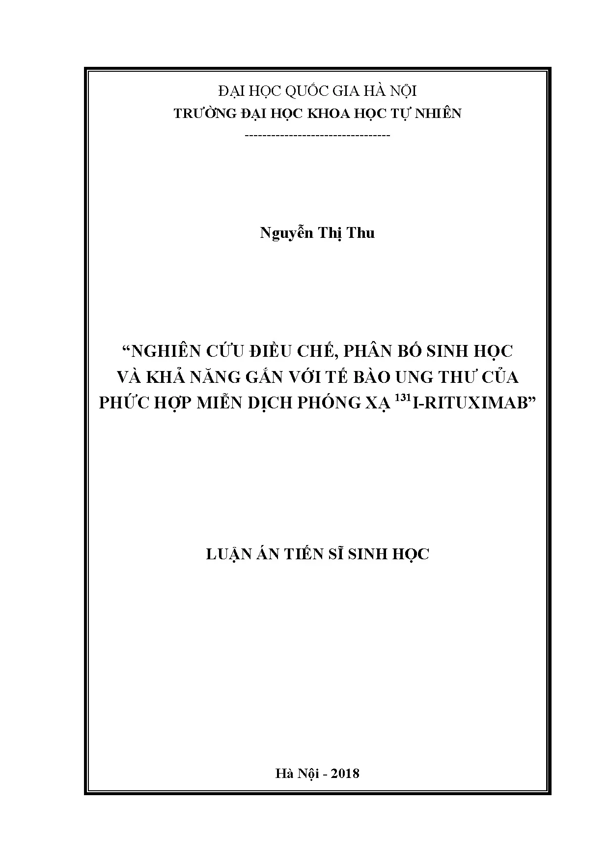 Luận án tiến sĩ nghiên cứu điều chế phân bố sinh học và khả