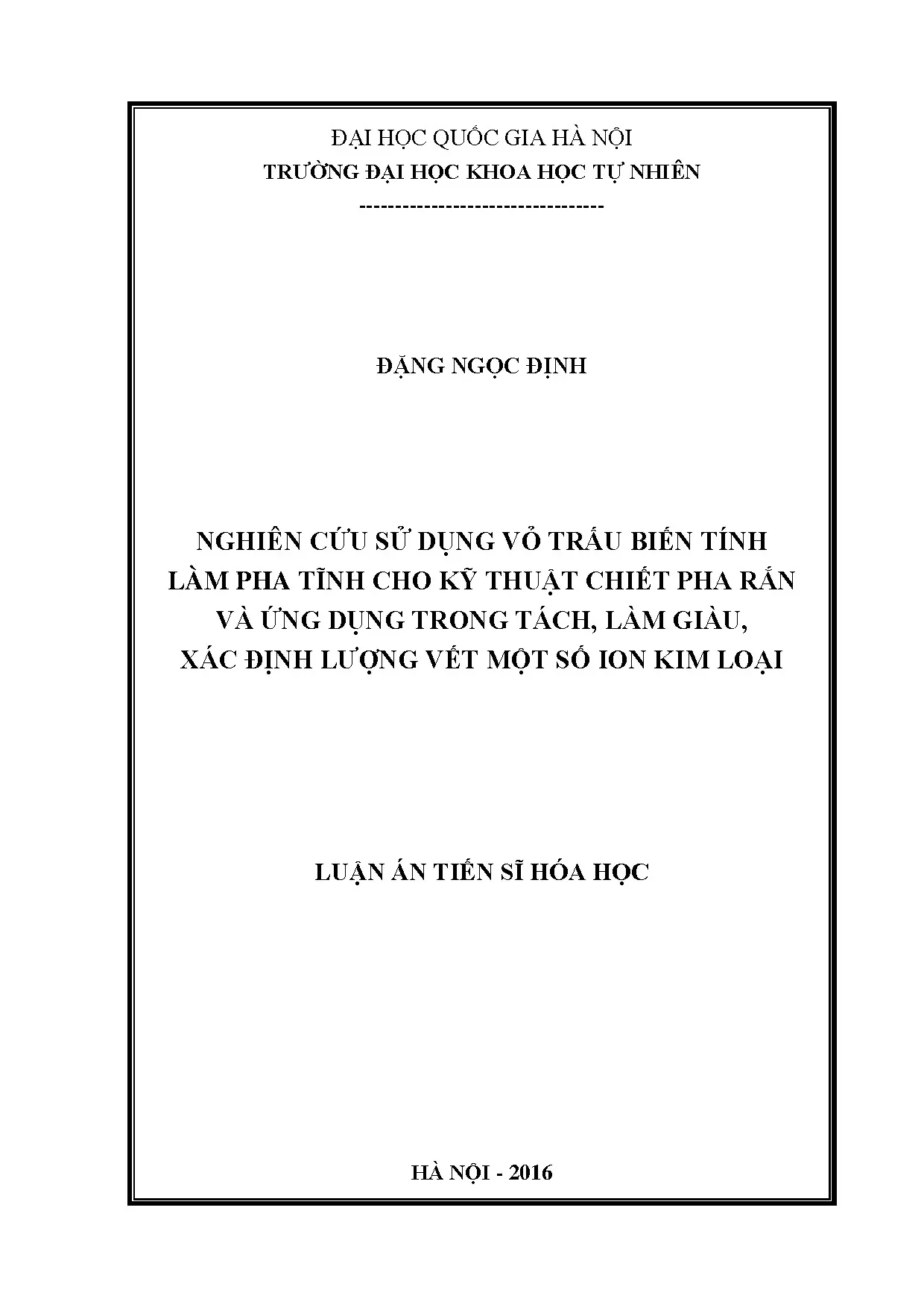 Vỏ trấu biến tính: Pha tĩnh chiết pha rắn cho kim loại vết