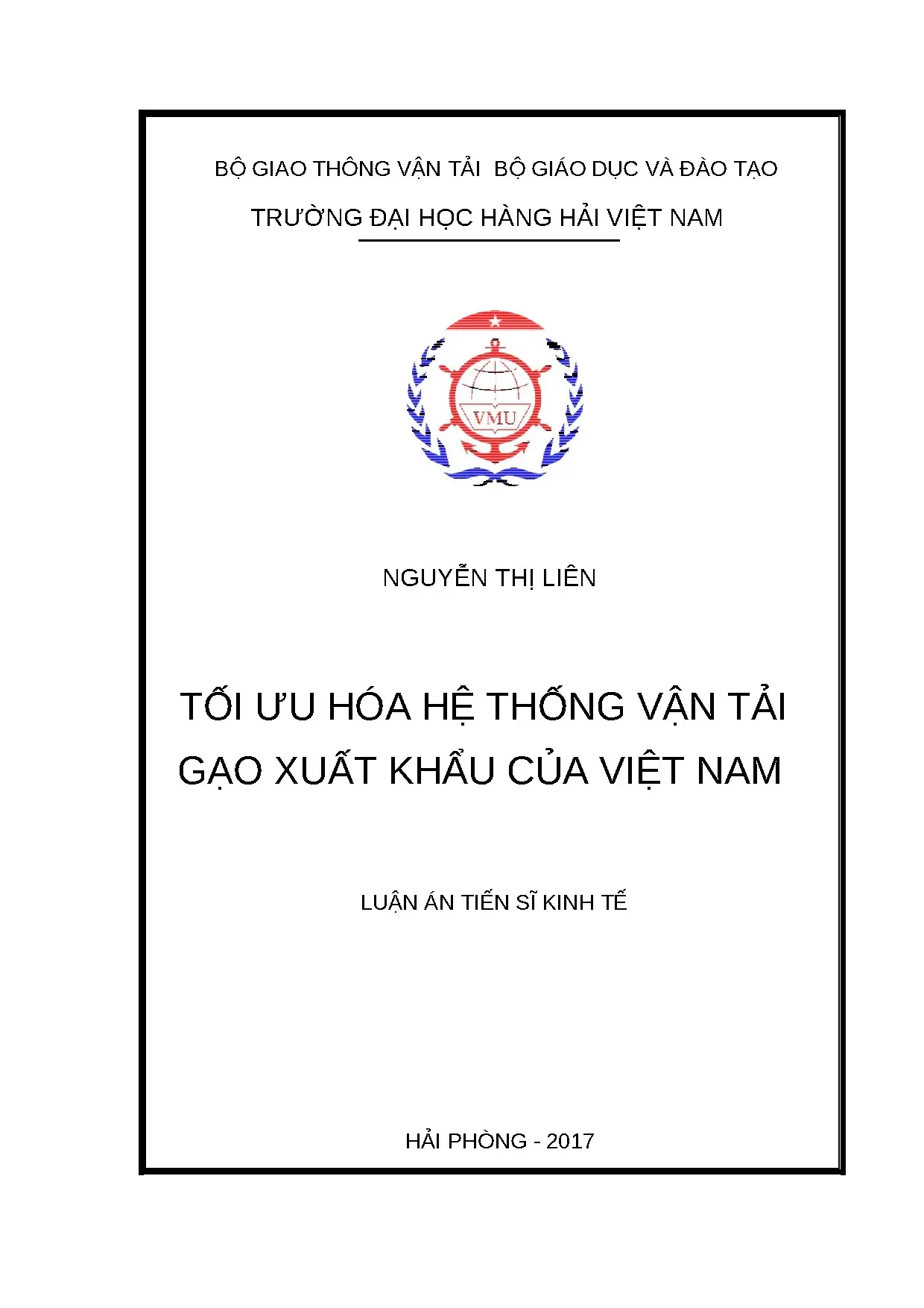 Tối ưu hóa vận tải gạo xuất khẩu Việt Nam - Luận án TS