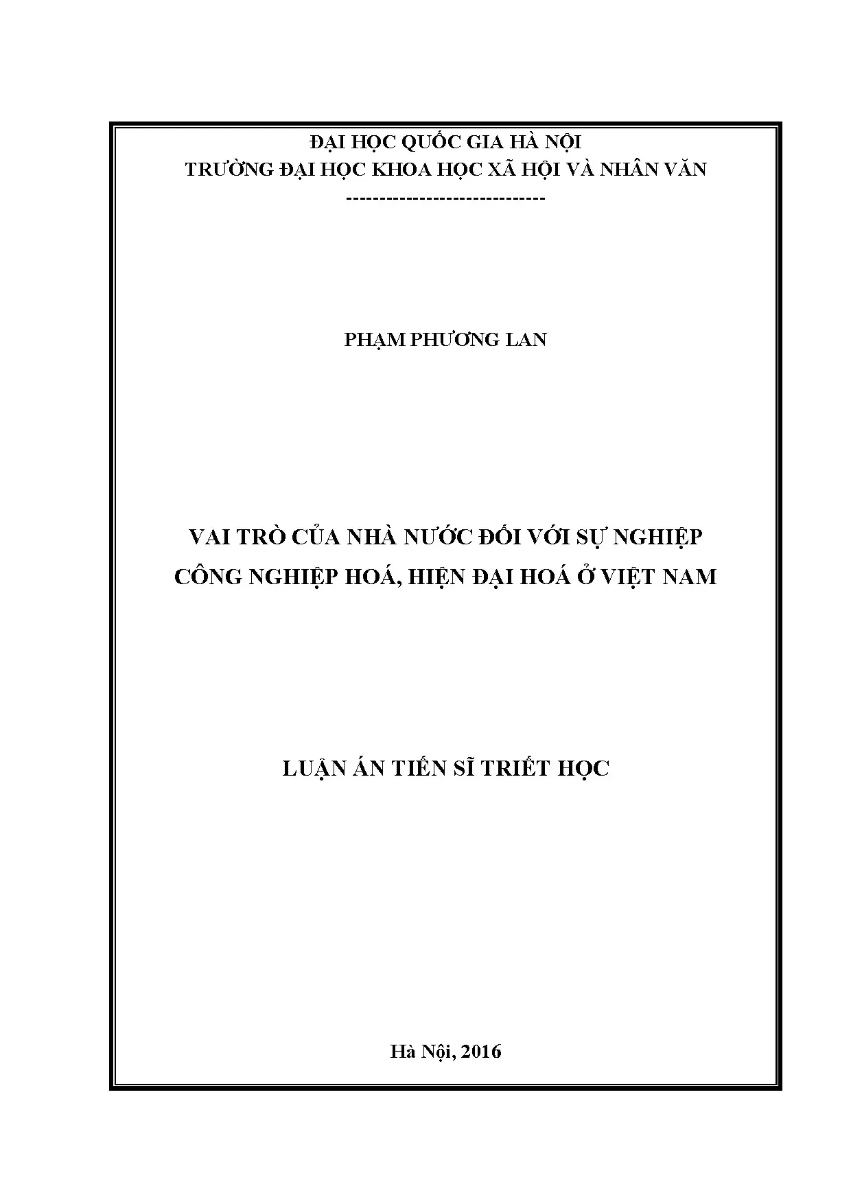Luận án tiến sĩ vai trò của nhà nước đối với sự nghiệp công